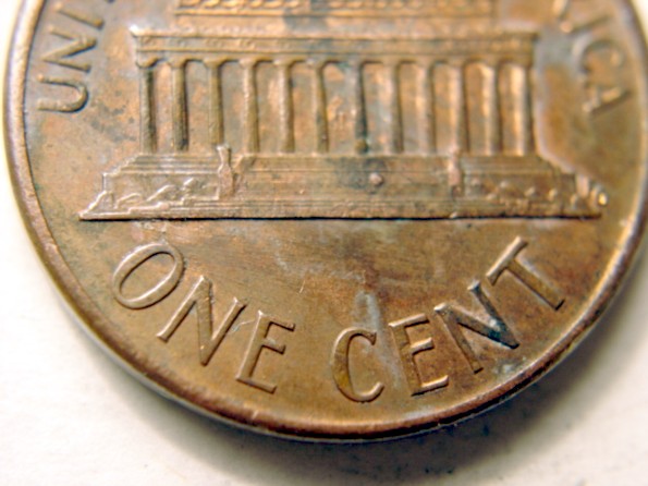 Lincoln-Memorial-Cent--Struck-Through-Die-Cap-Or-Grease?